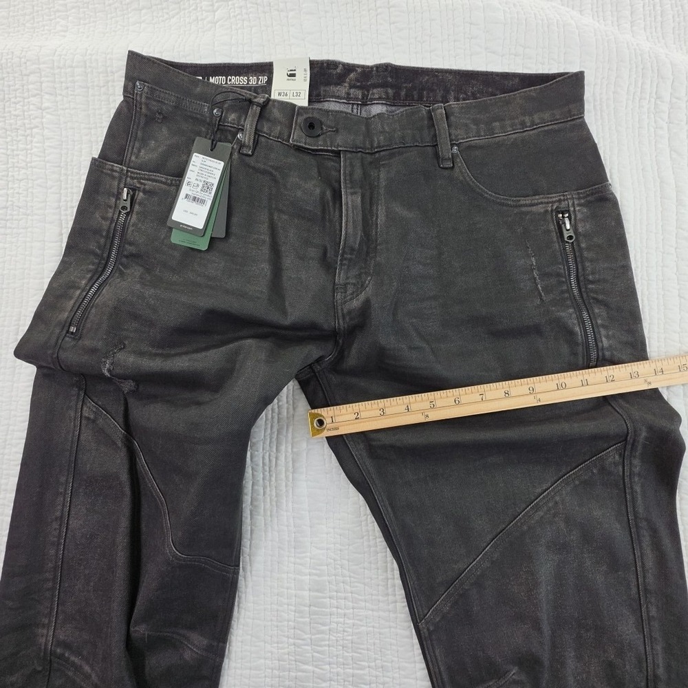 G-Star Raw Mens Black Jeans Ignition Destroyed 36x32 Moto Cross 3D Zip Slim - Picture 16 of 16